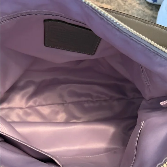 Coach Gray Signature Canvas Shoulder Bag with Turn-Lock Detail - Picture 5 of 9